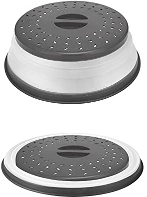 Couvercle pliable pour plaque de cuisson au micro-ondes, passe au lave-vaisselle, sans BPA, 26,7 cm, gris