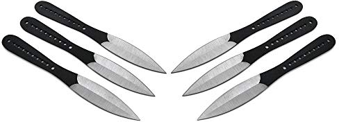 6 teiliges Wurfmesser Set 22,5 cm schwarz Tomahawk Edition inklusive Nylon Holster mit Gürtelschlaufe 3 hochwertige Throwing Knives - Ninja Wurfmesser
