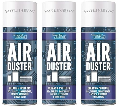 3 x 400ml Compressed Air Duster Spray Can Cleans Protects Laptops Keyboards HLU