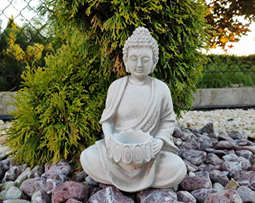 Estatua de Adorno de jardín de Piedra - Buda Vairocana con Cuenco en Las Manos