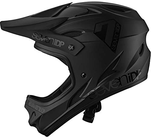 7 iDP M1 MTB Mountain Bike Full Face Lightweight Vented Bicycle Helmet (Matt Black/Gloss Black, XL)