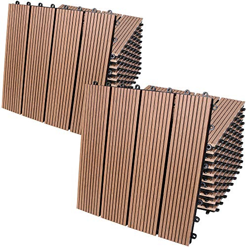 Casaria® 22x Baldosas Madera Suelo WPC Losetas Antideslizante Interior Exterior Terraza Balcón Jardín Terracota Clásica 30x30cm 2m²