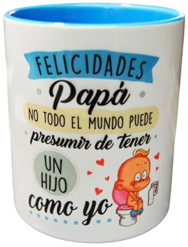 Sonrie | Taza Personalizada “Felicidades Papá, no todo el mundo puede presumir de tener un hijo como yo | Cerámica Premium 33 cl | Regalo Original y Elegante para Papá | Regalo Día del Padre