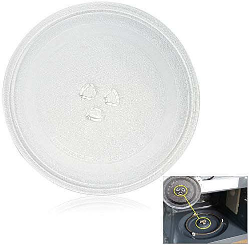 PERFETSELL Plato Microondas Universal 245 mm de Diámetro Plato Giratorio Microondas Plato de Vidrio Plato Giratorio de Cristal para el Horno Microondas con 3 Fijadores, 245 mm