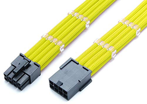 Shakmods 8 Pin ATX CPU Motherboard Sleeved Extension Cable 30cm + 2 Cable Combs (Yellow)
