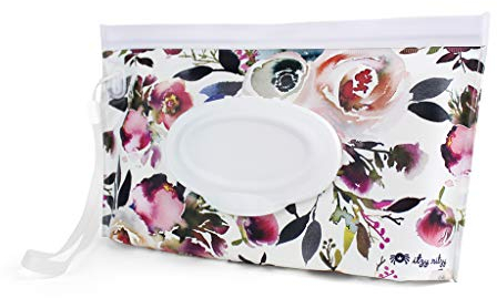Itzy Ritzy Reusable Wipe Pouch – Take & Travel Pouch Holds Up to 30 Wet Wipes, Includes Silicone Wristlet Strap, Floral