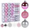 Homewit 79 Stü Weihnachtskugeln Weihnachtsdeko Set Weihnachtsbaumspitze Stern Weihnachtsbaumschmuck Set Weihnachtsbaumkugeln mit Aufhänger Christbaum Kugeln Mehrweg Kunststoff Blau+Silber