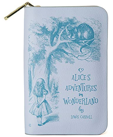 Well Read Alice im Wunderland buchinspiriertes Portemonnaie mit Rundum-Reißverschluss für Literaturliebhaber Veganes Kunstleder Clutch Geldbörse Damen