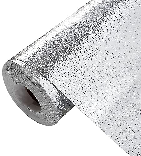 Vinilos de Cocina Papel Pintado De Cocina De Papel De Aluminio Plateado, Adhesivos Autoadhesivos A Prueba De Agua Y Aceite, Se Utiliza para El Revestimiento De Los Cajones De Estantes.