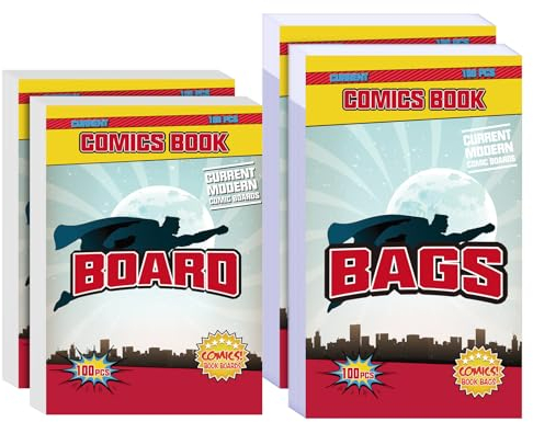 KKU 200 Count Current Comic Book Bags and Boards, Crystal Clear Acid Free Comic Bags and Boards, Comic Book Storage for Regular Comics