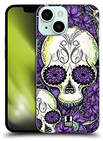Head Case Designs Violetto Teschi Floreali Custodia Cover Dura per Parte Posteriore Compatibile con Apple iPhone 13 Mini