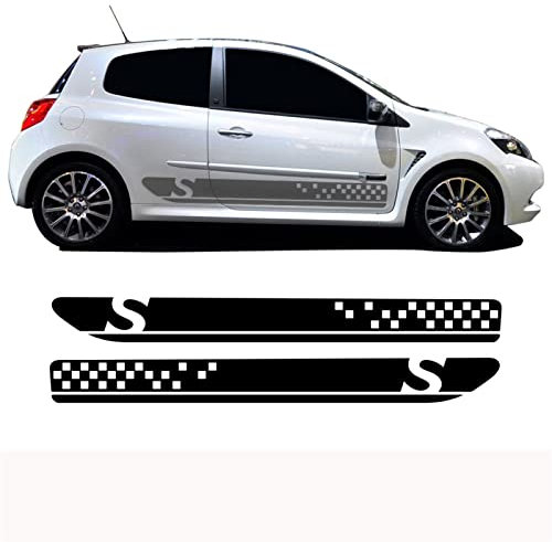 Seitenstreifen Rock Tür Langer Aufkleber Rennwagen Sport Grafik Aufkleber Zubehör 2ST, Für Renault Clio 3 Aufkleber RS MK3