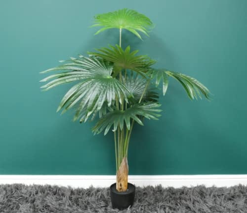 Tall Artificial Fan Palm Tree Large Faux Plant Decor Potted Home Office 125cms