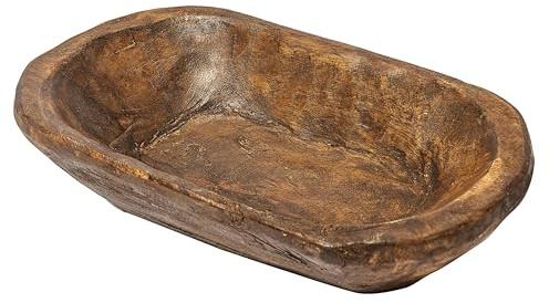 MAINEVENT Decorative Bowl Home Decor Approx 10 Inch, Hand Crafted Spanish Oak Wooden Dough Bowl Decor, Table Centerpiece Made in USA