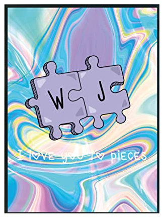 Hippowarehouse Personalised Valentines couple I love you to pieces jigsaw Printed Poster A3 Wall Art Design Classroom Room Gym Office DÃƒ©cor
