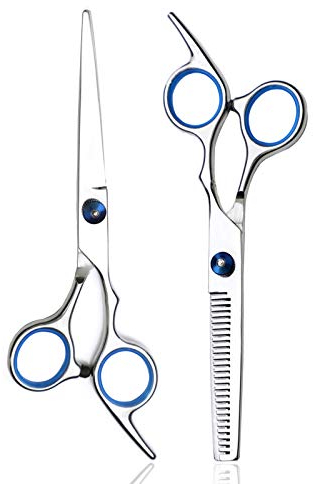 Scissori per parrucchiere, set di forbici professionali da 6 pollici di forbici e diradamento, kit di taglio dei capelli, toelettatura a taglio di capelli per uomini donne bambini salone barbiere