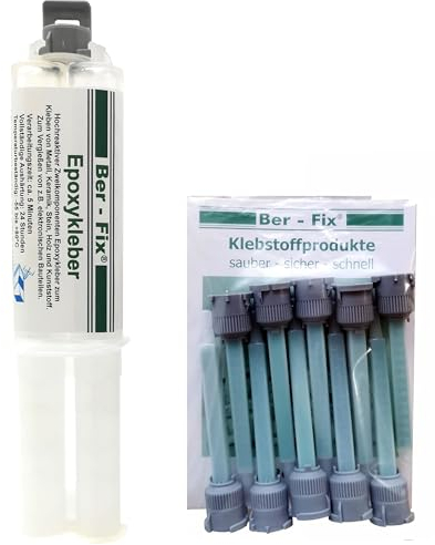 Ber-Fix 25g 2K Kleber Epoxidharz mit Härter 5 Min 11x Spitzen 2 Komponenten Kleber echter Epoxy Kleber 2 Komponenten Kleber Kunststoff Keramikkleber Betonkleber Steinkleber Metallkleber