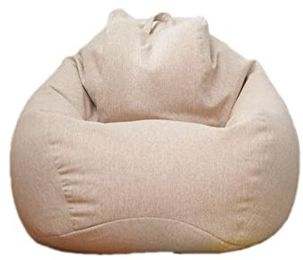 Highdi Funda de Puff sin Relleno Bolsa de Frijoles, Bean Bag Puf Protector de Sofás, Puff Cubierta Moderno para Adultos y Niños para Sofá Perezoso Cubierta de Sillón (Beige,90x110cm)