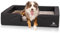 Knuffelwuff orthopädisches Hundebett mit Wendekissen aus Kunstleder Indianapolis 100 x 80cm Schwarz - Abnehmbarer Bezug - waschbar - für große, mittelgroße und kleine Hunde