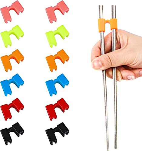 AWAVM 12 palillos reutilizables ayudantes de entrenamiento de palillos con bisagras, conector fácil de palillos, entrenadores para adultos, principiantes o aprendices