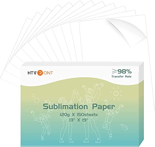 HTVRONT Sublimationspapier, 33 x 48,3 cm, 150 Blatt, Sublimationspapier, kompatibel mit Tintenstrahldruckern, 120 g