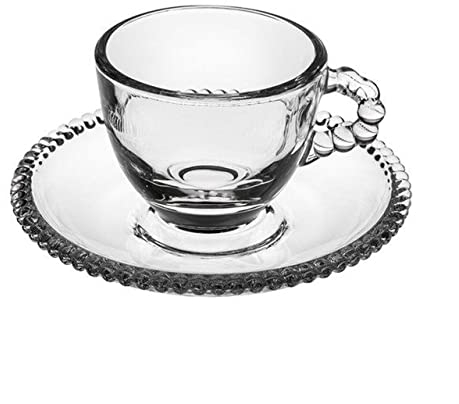 SWEET HOME Set di 4 tazzine da caffè in vetro con piattino in vetro cod.TZ00021LU cm 6h diam.11,5 by Varotto & Co.