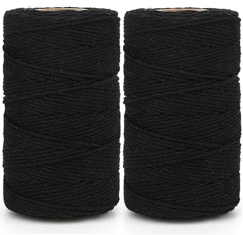 KINGLAKE Spago di cotone nero da 200 m, 2 mm, per macellai, panettieri, per cucina, cucina, carne, cottura, artigianato artistico, confezionamento, giardinaggio