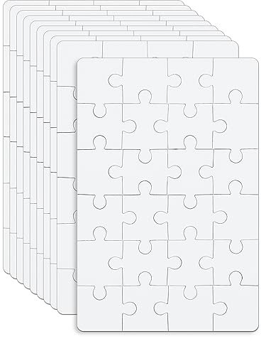 10 Blatt Leeres Puzzle, 10 x 15 cm, 24 Teile pro Blatt, Weißes DIY-Puzzle für Aktivitäten, Hochzeit, Geburtstag, Party