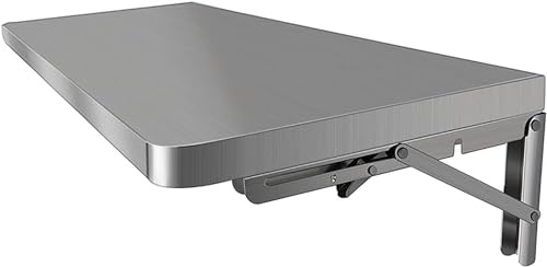 SARKEY Klappbarer Wandtisch, Wandklapptisch Aus Rostfreier Stahl,Wandklapptisch Wand Montierter Klapptisch Schwimmender Schreibtisch Esstisch Küchentisch Buffettisch 60 * 40cm(24 * 16in)