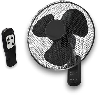GROWMANIA Ventilador de Pared Negro con Mando a Distancia | Ventilador 45 W con 3 Velocidades y Oscilación 90º | Control Remoto