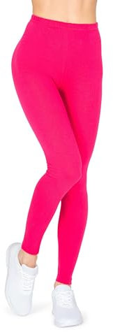 looksy Leggings da donna in cotone, opachi, sportivi, traspiranti, loungewear a tutta lunghezza, Magenta, XL