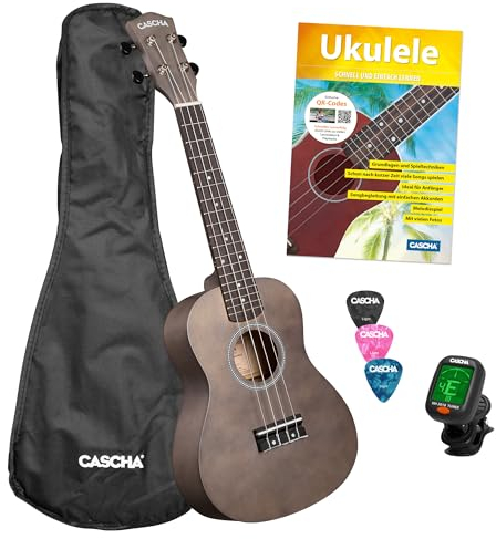 Concert Ukulele Linden Black Set (incl. Bag, 3 Picks, Book, Tuner)