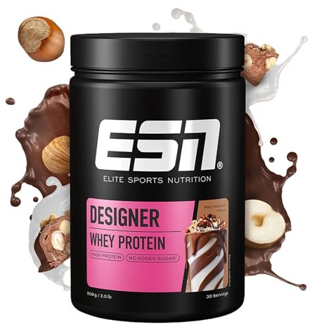 ESN Designer Whey Protein Pulver, Milky Hazelnut, 908 g, bis zu 23 g Protein pro Portion, ideal zum Muskelaufbau und -erhalt - made in Germany