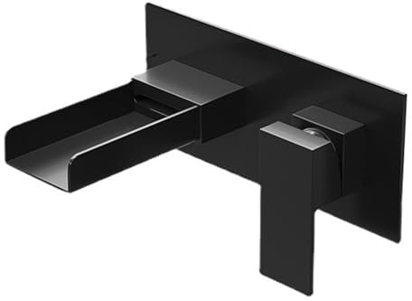 Unterputz Armatur Waschbecken Mischbatterie Waschbecken Wasserfall Einhandmischer Warm Und Kaltwasser 2 Löcher Komplett Aus Kupfer,Schwarz