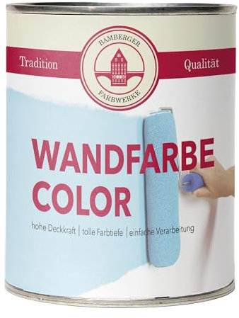 Bamberger Farbwerke Wandfarbe Color - matte Wandfarbe für den Innenbereich – hohe Deckkraft - viele Farbtöne (Taubenblau, 2,5L)