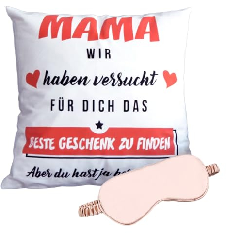 RunFar shop 45 x 45cm Kissenbezug Frau tolles Geschenk für Mama von Tochter Sohn mit Schlafmaske Mama, Mutter Geschenk Kissenbezug zum Geburtstag Muttertagsgeschenk
