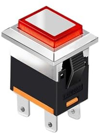KLVN Kcd1 Led Kunststoff Metall Druckknopf 2NO 4pins Quadratischer Schalter 250v 15A Grün Rot Wasserdicht und staubdicht Klasse bis IP65 Hohe Helligkeit LED-Lampe cool(Red LED,Latching 9-24V)