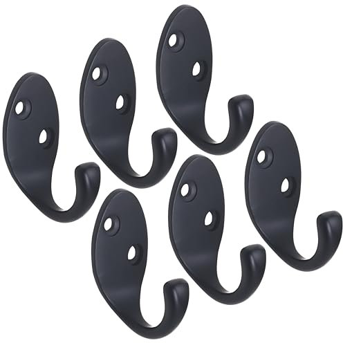 RICOO 6 x Garderobenhaken Schwarz Kleiderhaken Wand MH014-B6 Haken zum Einhängen Metallhaken Wandgarderobe Bademantel- & handtuchhaken zum Bohren Badhaken Badezimmerhaken Jakenhaken