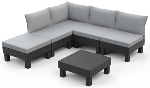MONDO VIRO un mondo a casa tua Mondo Viro Gartenmöbel-Set, 5 Sitzer Elements, Sofa, 2 Sessel und 1 modularer Tisch