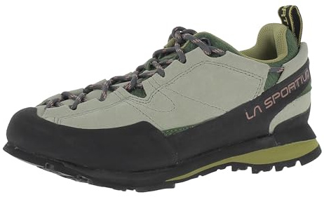 LA SPORTIVA Boulder X Ws atmungsaktive und komfortable Damen Zustiegsschuhe mit griffiger Sohle und Impact Brake System | Klettersteigschuhe | Approach Tea/Cherry Tomato EU 38,5