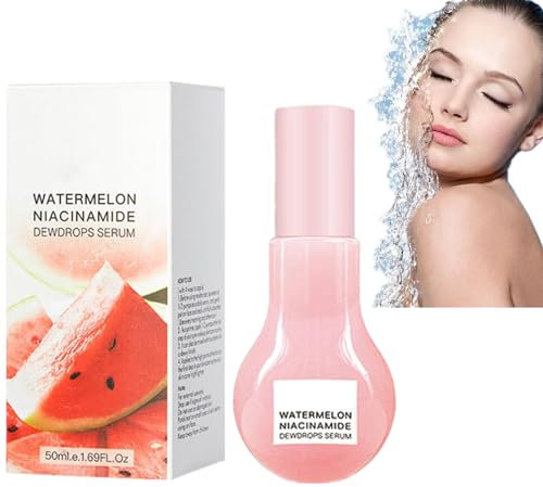 Generisch Watermelon Glow Niacinamide Moisturize Serum, Moisturizing Facial Serum with Hyaluronic Acid Glycerin Vitamin E, Niacinamide Essence Moisturizing Facial Serum for Radiant Skin (50ml)