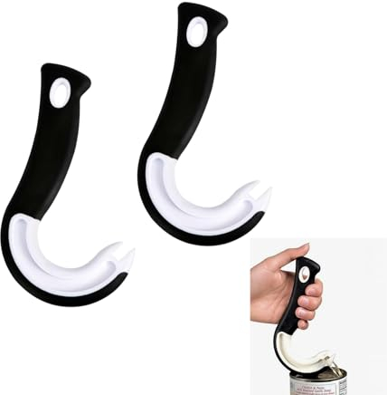 2pcs Ring Pull Can Opener Aids, Tin Openers,Soda Opener Tool,J Shaped Kitchen Aid Opener No-Slip Rubber Grip Can Lid Lifter Opener Tool Suitable for Elderly, Children, Arthritis Hands