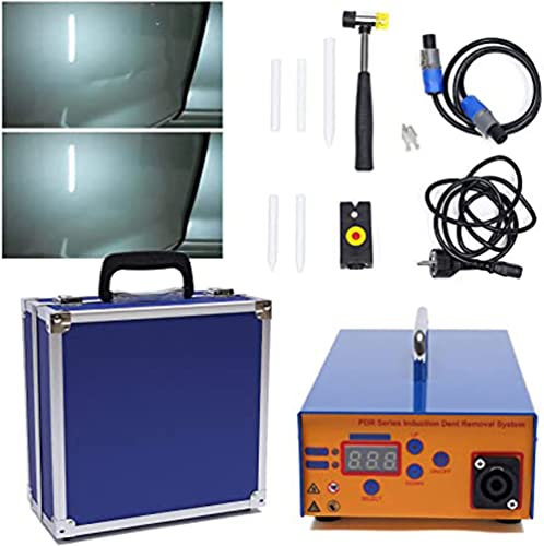 Auto-Dellen-Entfernungswerkzeug, LED-Licht, Auto-Dellen-Entfernung, Dellen-Hagel-Reparatur, Dent-King-Rod-Haken-Kits, Auto-Dellen-Reparatur-Flachstangen-Werkzeuge mit Box, Edelstahl-Flachhaken-Auto-
