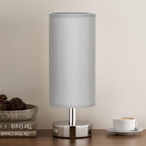 Kakanuo Nachttischlampe Tischlampe Klein, Grauer Nachttischleuchte, Tischleuchte mit Kabelschalter, Kleine Lampe für Nachttisch Wohnzimmer Schlafzimmer Büro Kinderzimmer(Birne Nicht Enthalten)