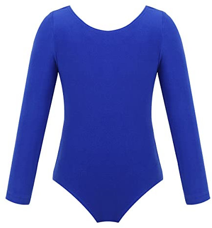 Miutii Kinder Mädchen Ballettanzug Langarm Gymnastik Leotard Ballett Trikot Tanzbody Turnanzug Gymnastikanzug Training Dancewear Dunkelblau 146-152