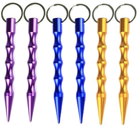Legale Selbstverteidigungswaffen, Weibliche Selbstverteidigungswaffen, 6 Selbstverteidigungshammer Schlüsselanhänger (Dunkelblau, Gold, Lila)