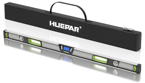 Digitaler Neigungssensor 120cm, Hueppar DL48 Digitale Wasserwaage mit 0,1°-Präzision, Magnetfuß, Softgrip-Griff, Multifunktionsdisplay und intelligenten Funktionen für den professionellen Einsatz
