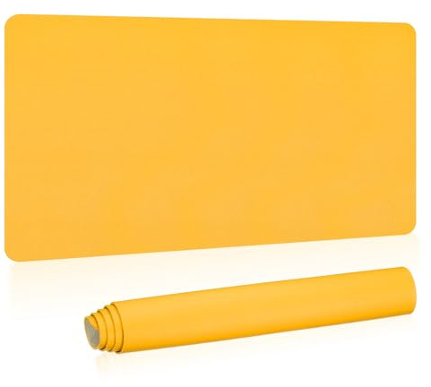 PATIKIL Schreibtischunterlage 80 x 38 cm, Rutschfeste Wasserdichte PU-Leder Schreibtisch unterlage Groß Schreibtischunterlagen Tischunterlage Schreibtisch Desk Mat, Gelb