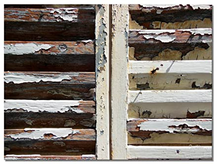 Glücksvilla - Französischer Fensterladen - div. Maße (Leinwand-Bild 2 cm, 60 x 40 cm) aus DE - Kunstdruck XXL Deko-Wandbild quer - Holz Struktur Wand Tür Muster Fotografie