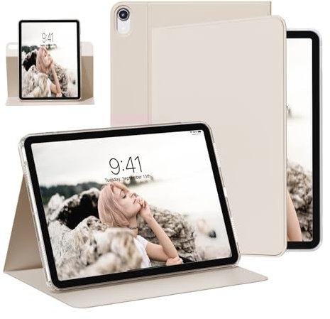 JKSML Custodia a libro per iPad di 10a generazione da 10,9 pollici 2022, guscio posteriore trasparente staccabile, visualizzazione multiangolare, custodia protettiva con supporto per matita e tasca,